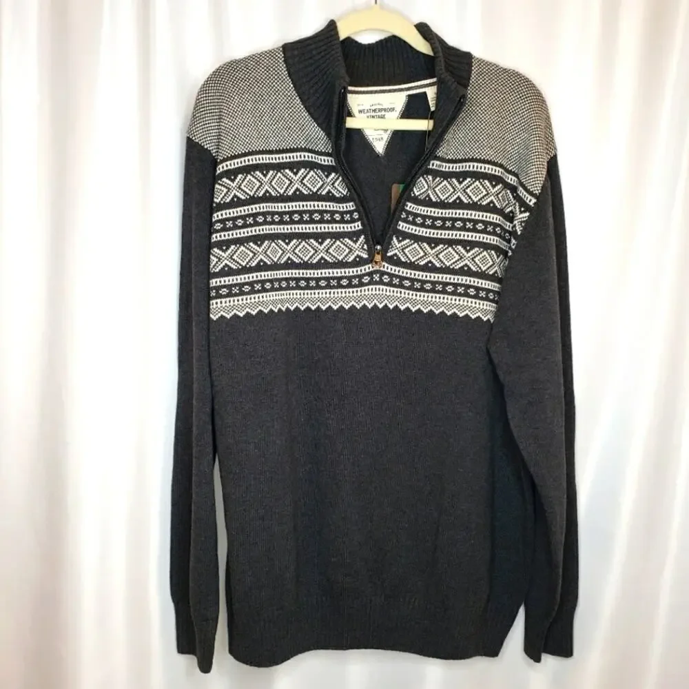 Weatherproof Mens 1/4 Zip 100% Cotton Vintage 1948 Sweater XL NEW